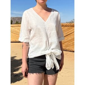 Grade and Gather White Linen Blouse